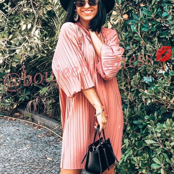 ZARA Pink Pleated Dress - Picture 4 of 8